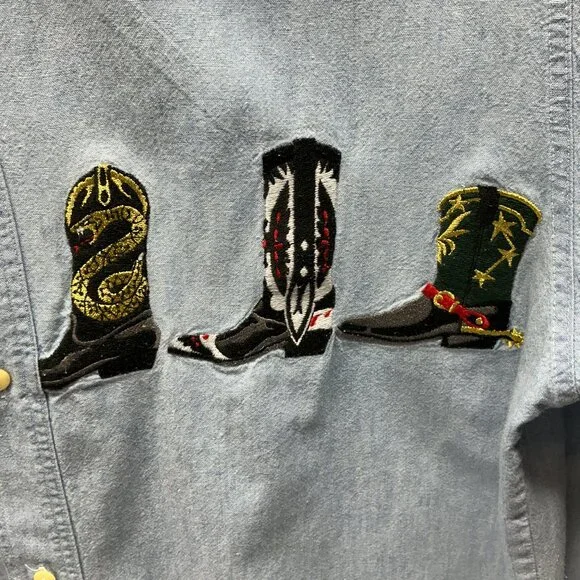 Sz. Small Wester Button Down Embroidered Boots 22.50" PTP - Picture 5 of 10
